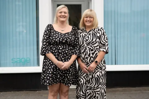 Photo of Sarah and Annette outside the PMP Accountants office - Company Secretarial Services from PMP Accountants