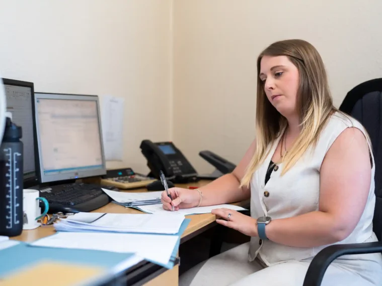 Photo of Gemma working at a desk - Account Services from PMP Accountants