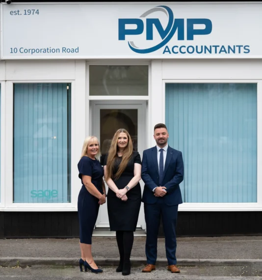 Photo of Maria, Donna & Lloyd outside the PMP Accountants office